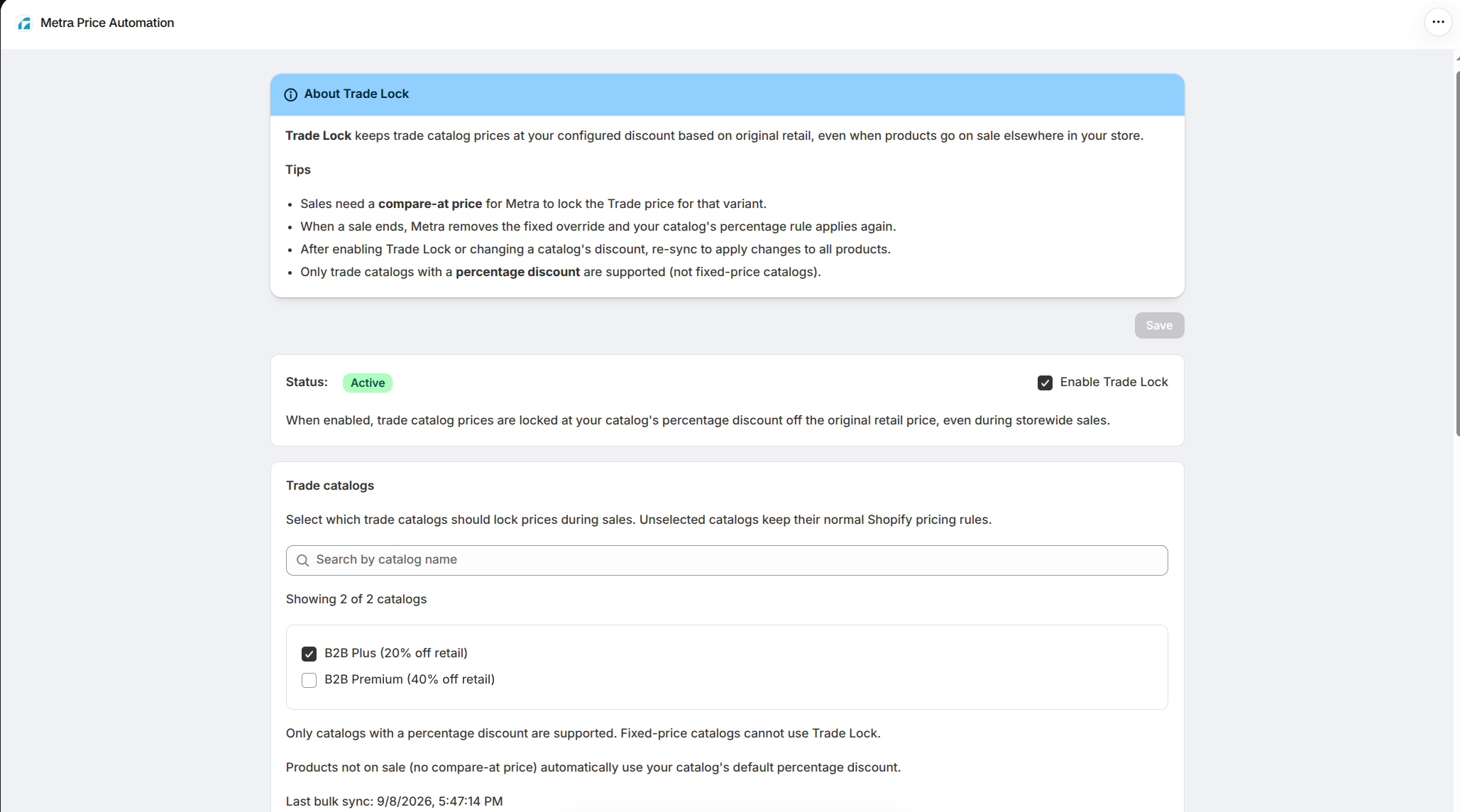 Metra: Preventing Shopify B2B discount stacking